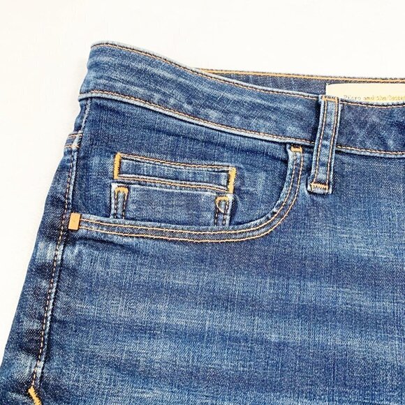 Pilcro and the Letterpress stretch mid-rise stet fit dark wash denim jean shorts - Picture 3 of 12
